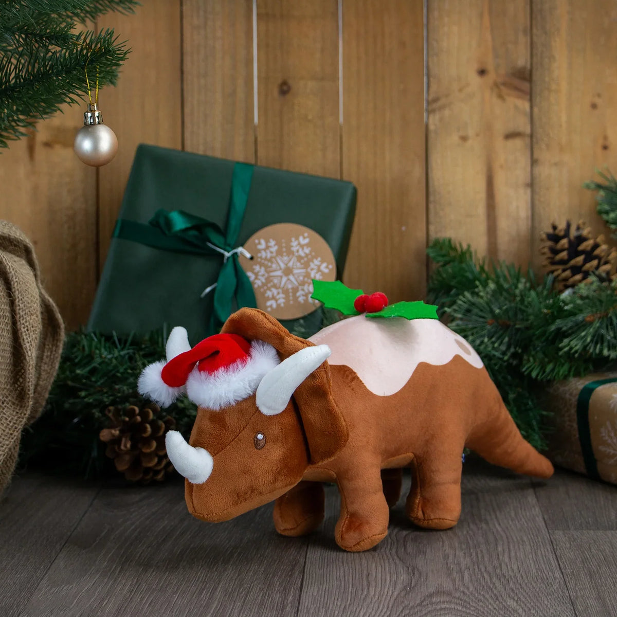 Ancol Dex the Dino Christmas Pud Dog Toy product image