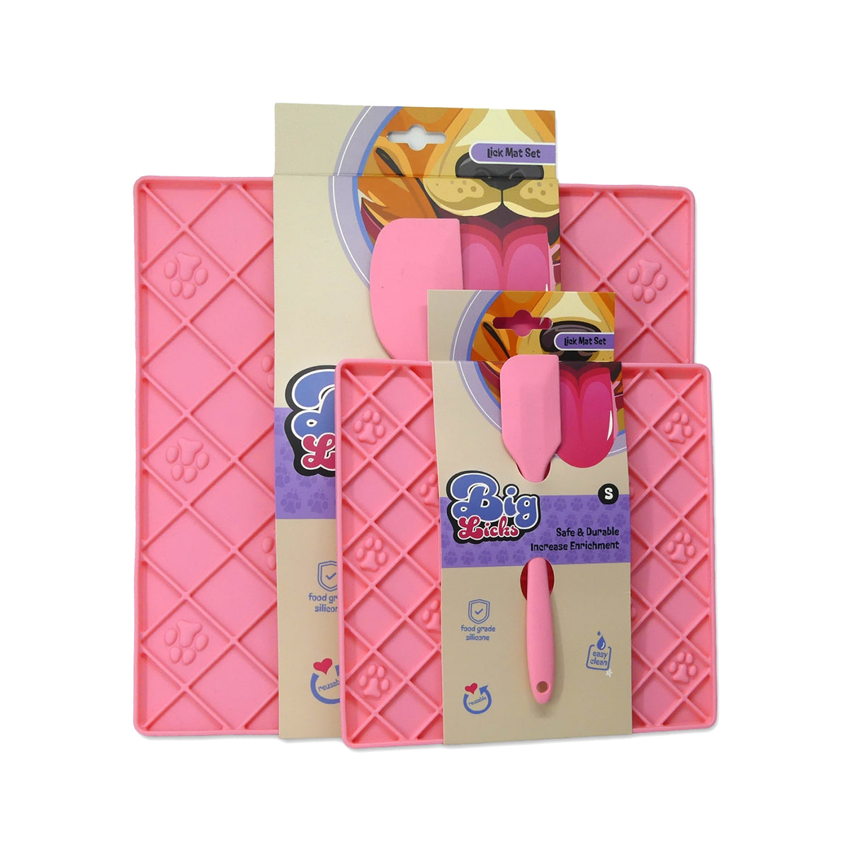Durham Animal Feeds Big Licks Mat with Serving Spoon - Large (300mm x 300mm) - Pink product image