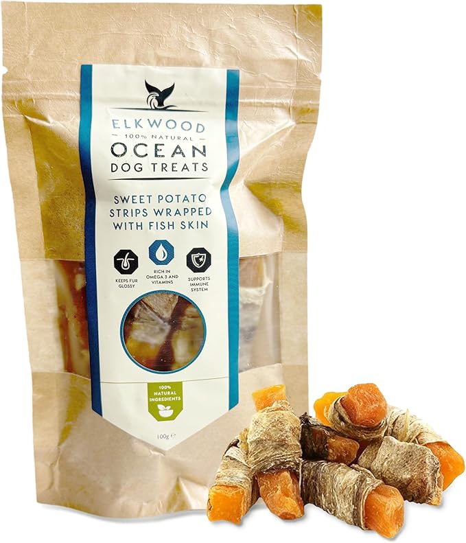Elkwood 100% Real Chicken Wrapped Sweet Potato Strips 80g product image