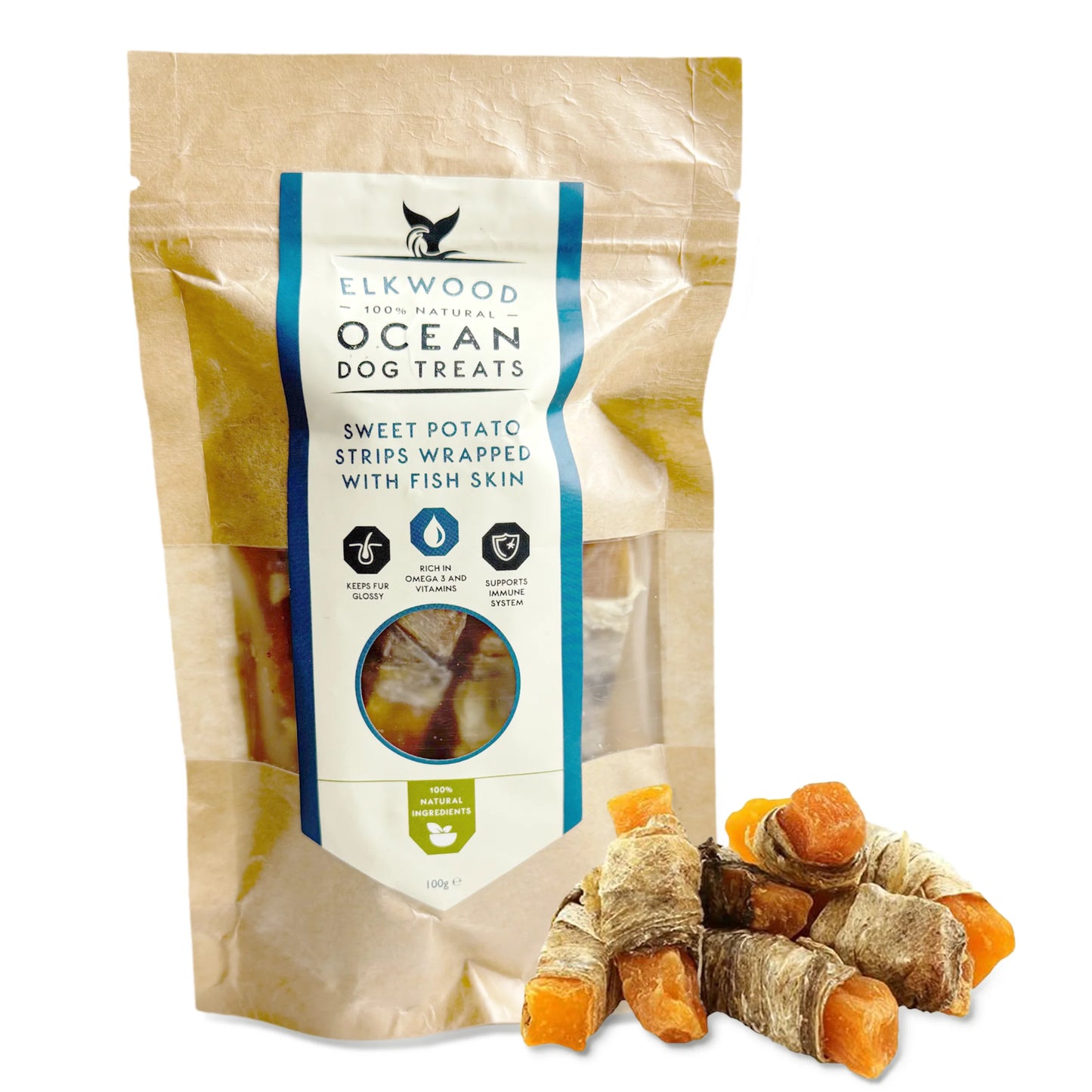Elkwood Sweet Potato Strips Wrapped With Fish Skin product image