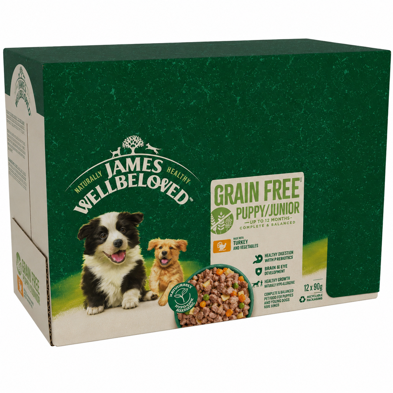 James Wellbeloved Dog Pouch Puppy Grain Free Turkey 12x90g product image