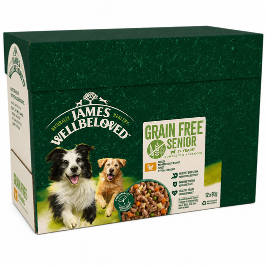 James Wellbeloved Dog Pouch Senior Grain Free Turkey 12x90g