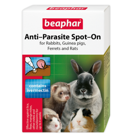 Beaphar Anti-Parasite Spot-On for Rabbits, Guinea Pigs, Ferrets & Rats, 4 Pipettes