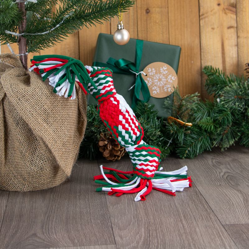 Ancol Squeaky Christmas Cracker Rope Dog Toy product image
