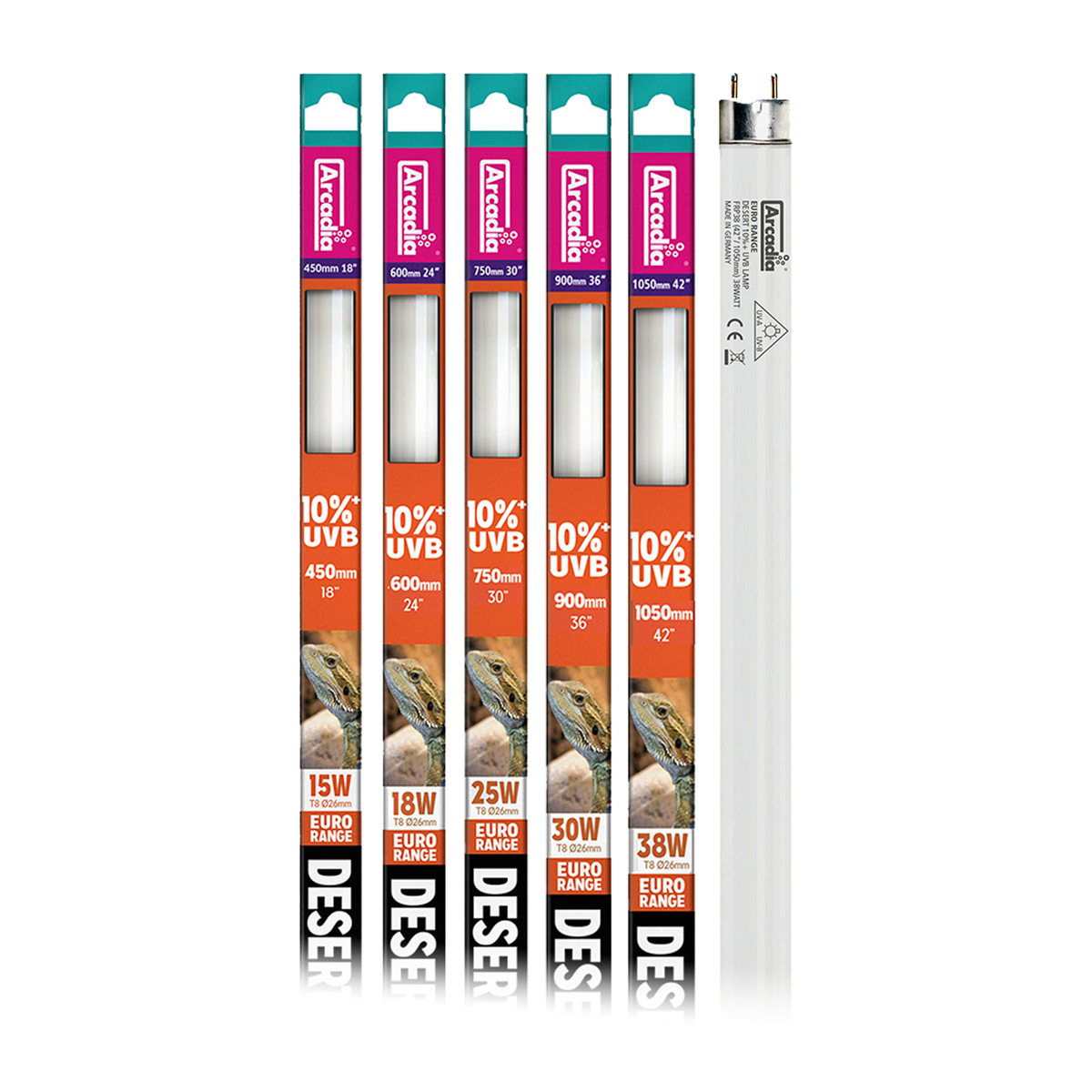 Arcadia D3+ Euro Range Desert T8 Lamp 10% UVB 30W 36" product image