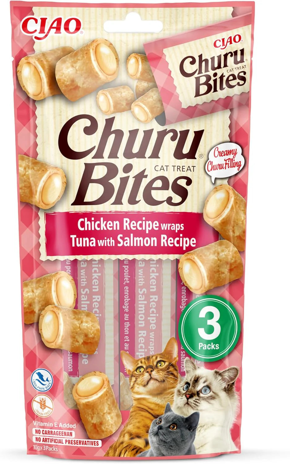 Churu Bites for Cats Chicken Recipe wraps Tuna with Salmon Recipe 3x10g product image
