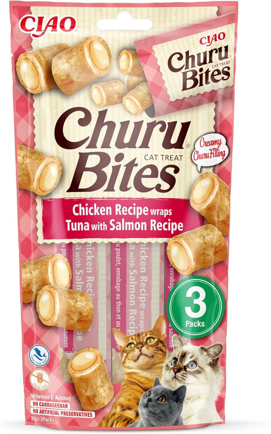 Churu Bites for Cats Chicken Recipe wraps Tuna with Salmon Recipe 3x10g product image