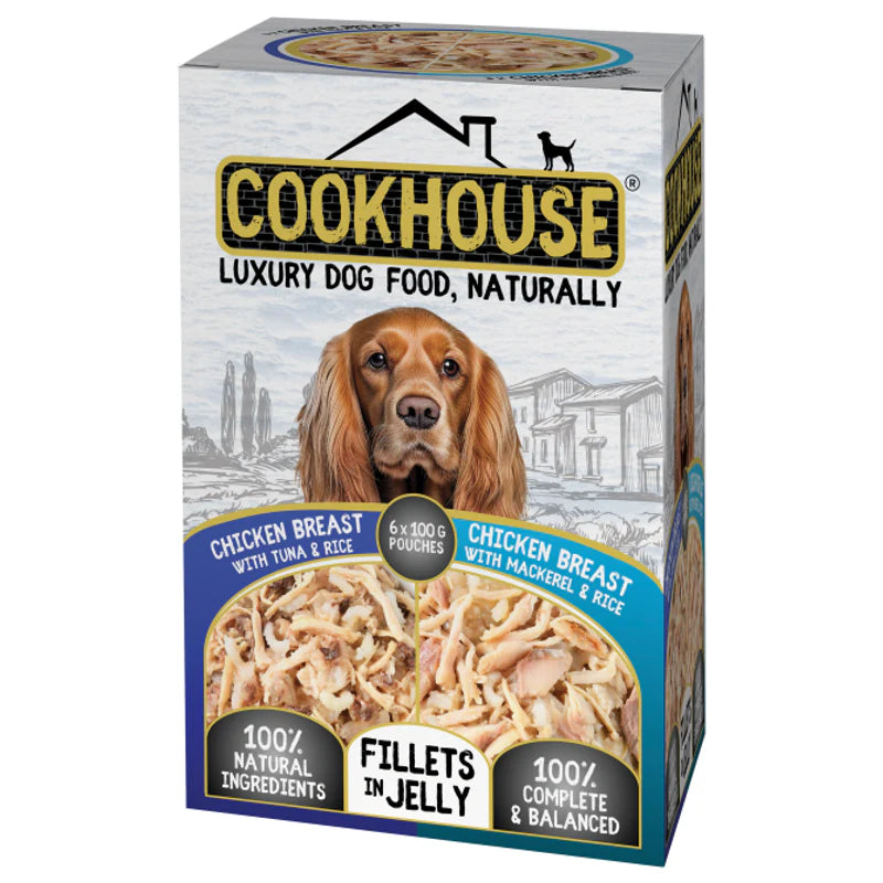 Cookhouse Dog Pouches In Jelly Chicken & Tuna/ Chicken & Mackeral 6x100g product image