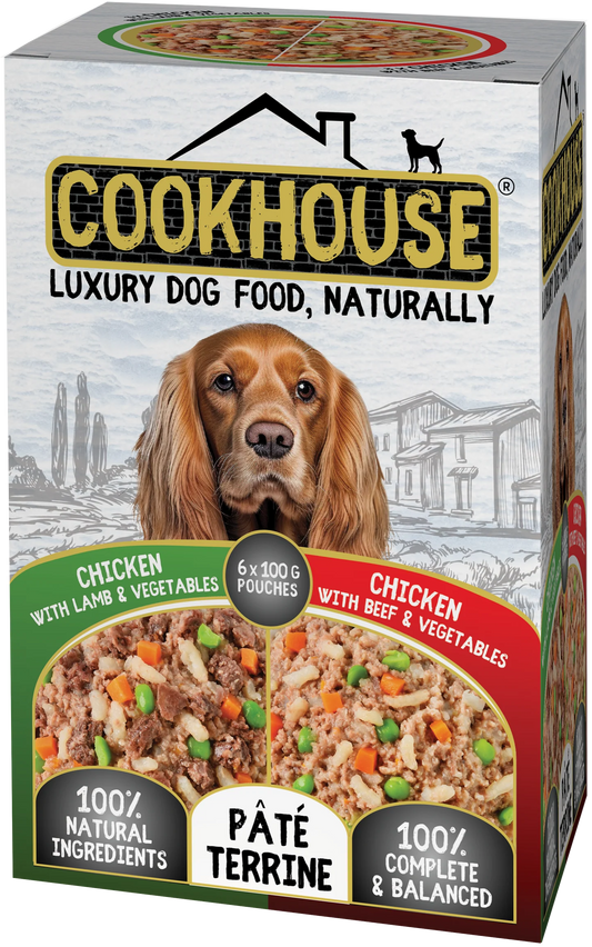 Cookhouse Dog Pouches Terrine Chicken & Lamb/ Chicken & Beef 6x100g product image