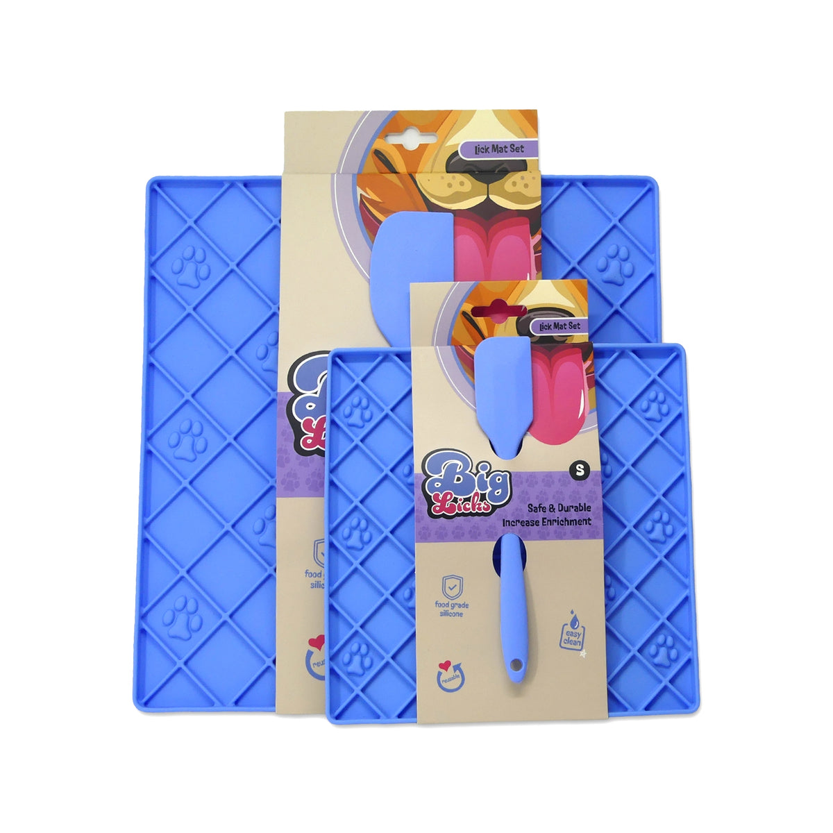 Durham Animal Feeds Big Licks Mat with Serving Spoon - Large (300mm x 300mm) - Blue product image