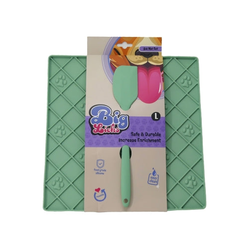 Durham Animal Feeds Big Licks Mat with Serving Spoon - Large (300mm x 300mm) - Green product image