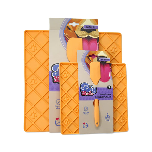 Durham Animal Feeds Big Licks Mat with Serving Spoon - Large (300mm x 300mm) - Orange product image