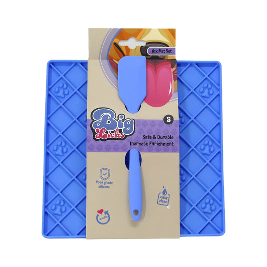 Durham Animal Feeds Big Licks Mat with Serving Spoon - Small (200mm x 200mm) - Blue product image