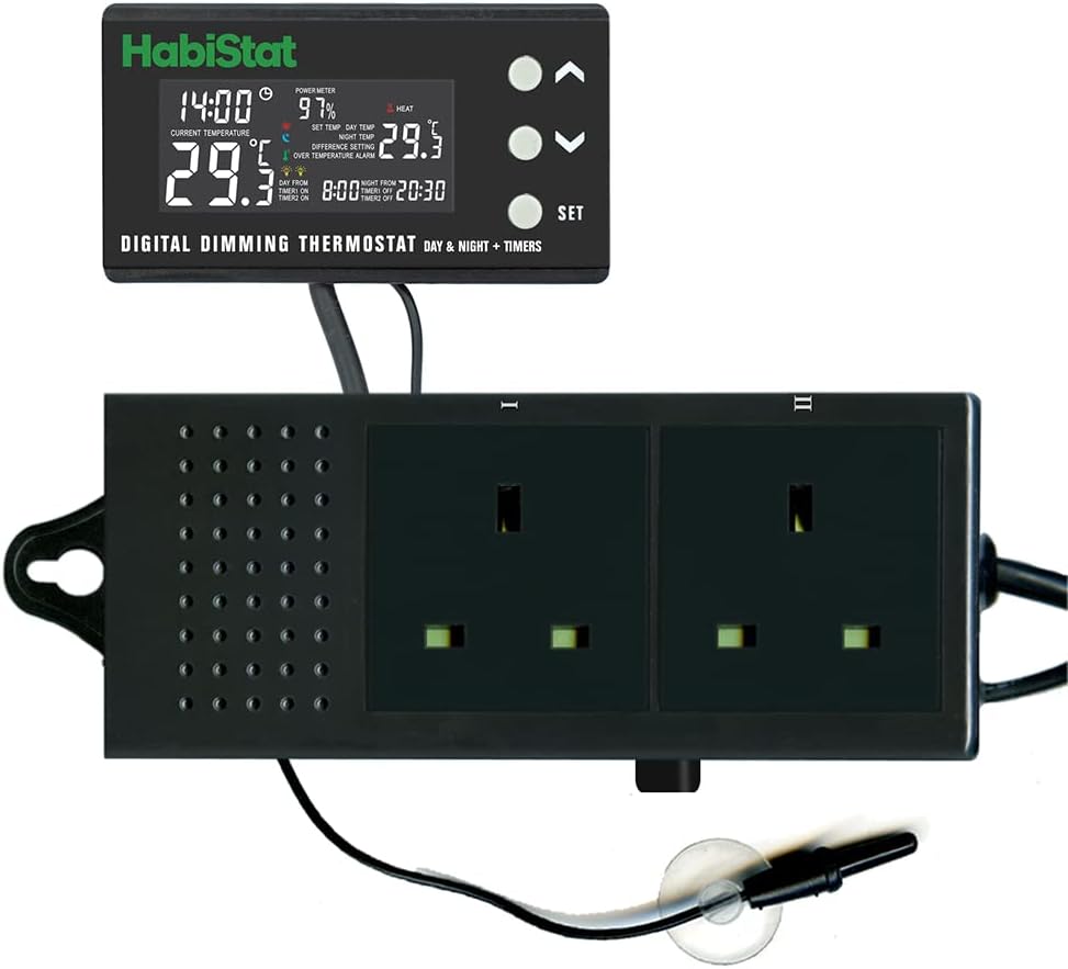 HabiStat Digital Dimming Thermostat, Day/Night, Timer, 600 Watt