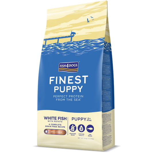 Fish4Dogs Finest White Fish and Potato Puppy Food (Small Kibble) - 6kg