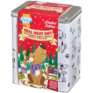 Good Boy Christmas Real Meat Gift Tin with 4 Treats & Rope Toy product image