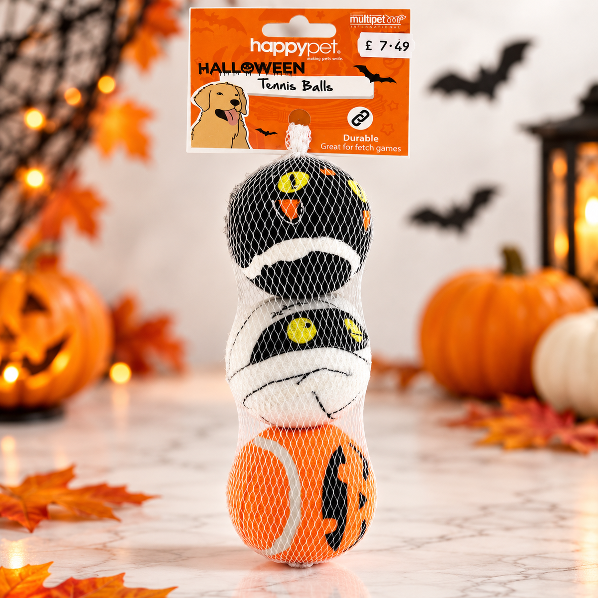 Happy Pet Halloween Tennis Ball Dog Toy 3 Pack product image