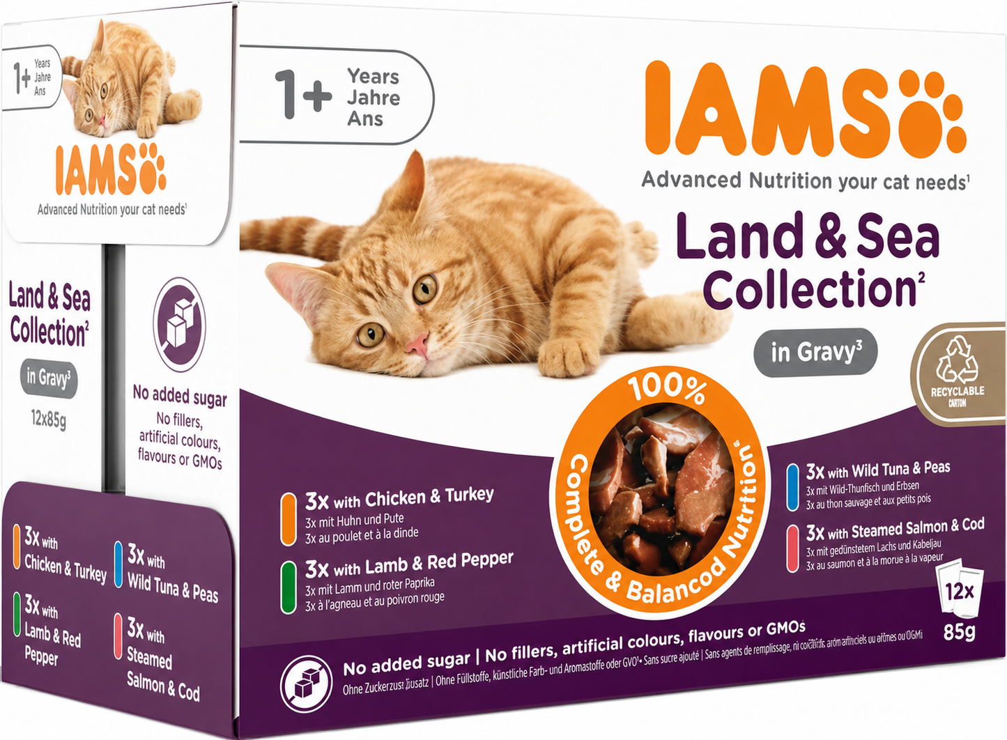 Iams Cat Pouch Adult Land & Sea Collection In Gravy 48x85g product image