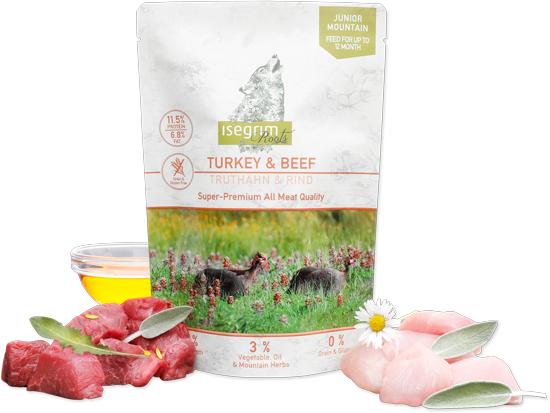 Isegrim Junior Turkey & Beef Pouch 410g product image