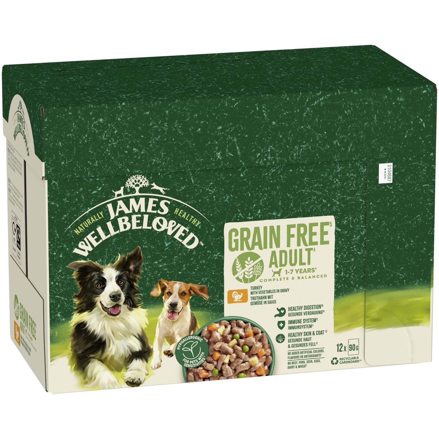 James Wellbeloved Dog Pouch Adult Grain Free Turkey 12x90g product image