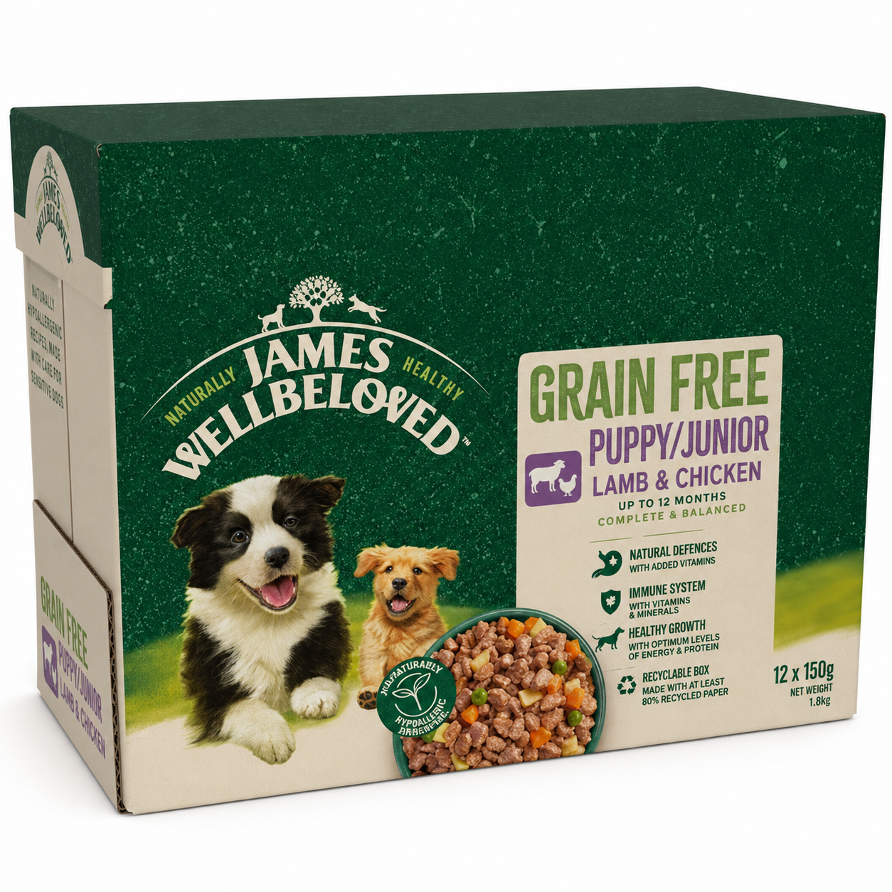 James Wellbeloved Dog Pouch Puppy Grain Free Lamb 12X90g product image