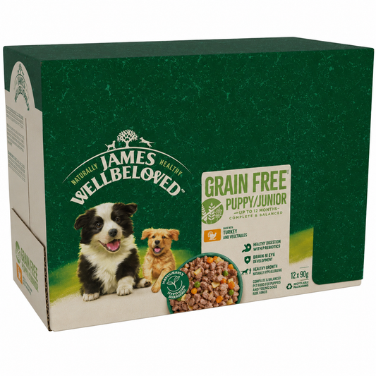 James Wellbeloved Dog Pouch Puppy Grain Free Turkey 12x90g product image