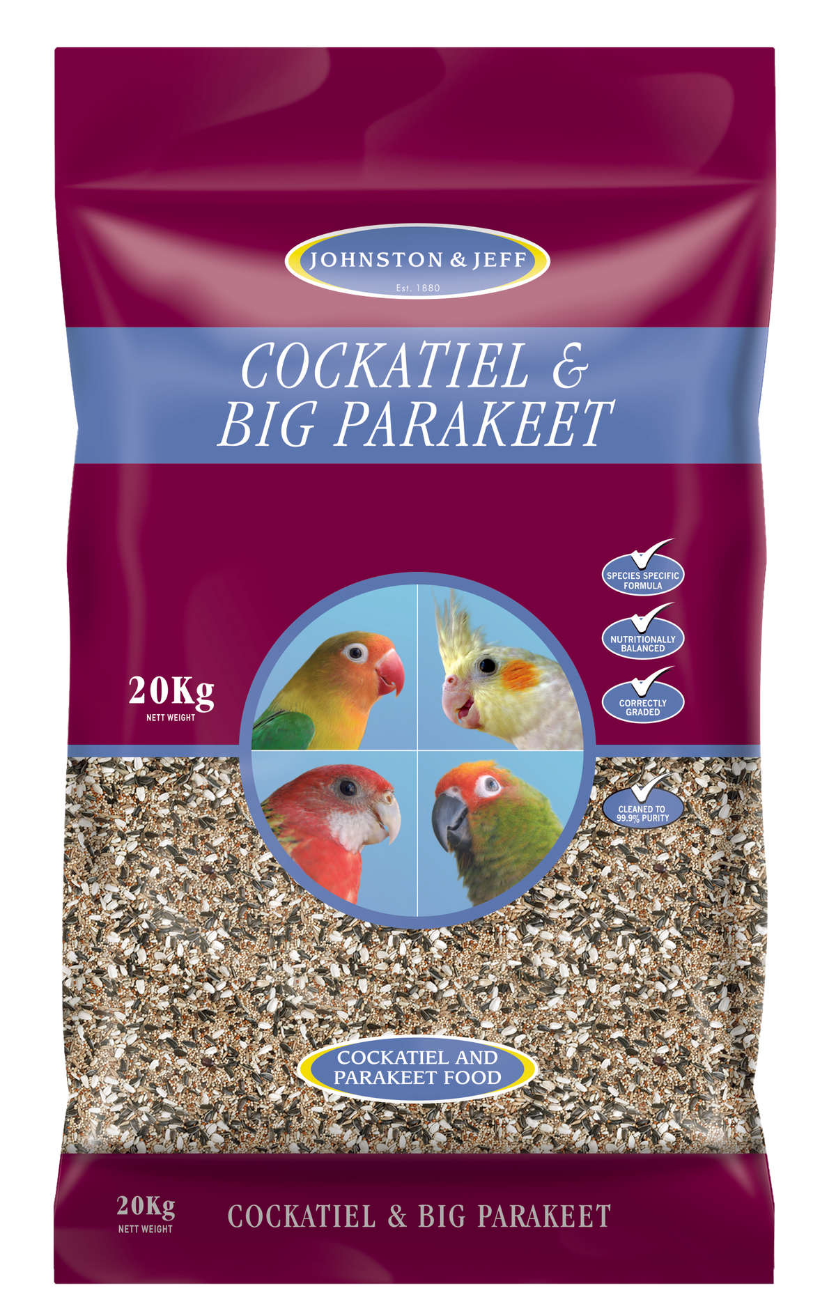 Johnston & Jeff Cockatiel & Big Parakeet 20kg product image