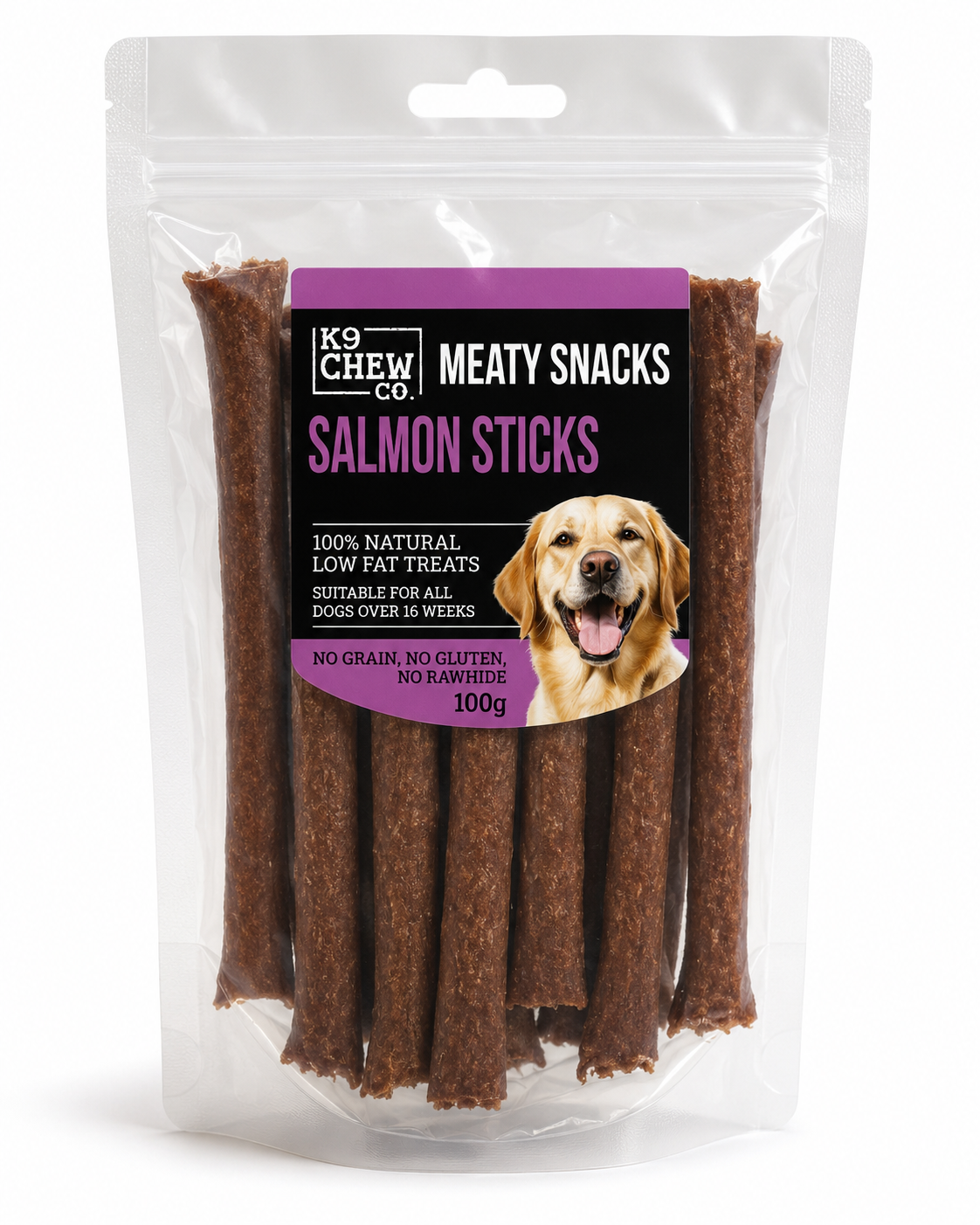 K9 Chew Co. Meaty Snack Sticks Salmon 100g product image
