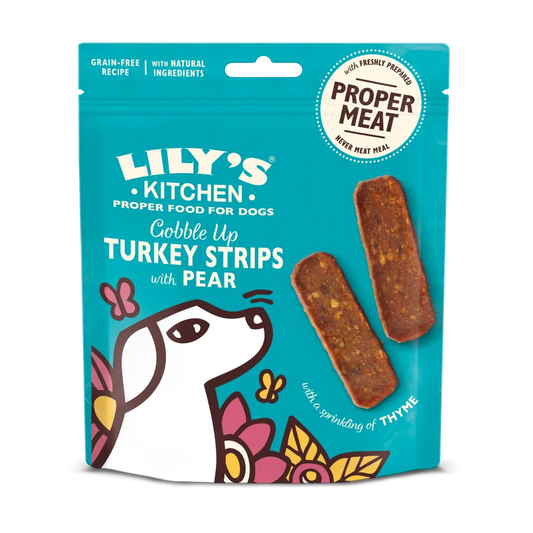 Lily's Kitchen Dog Treats Gobble Up Turkey Strips With Pear 70g product image