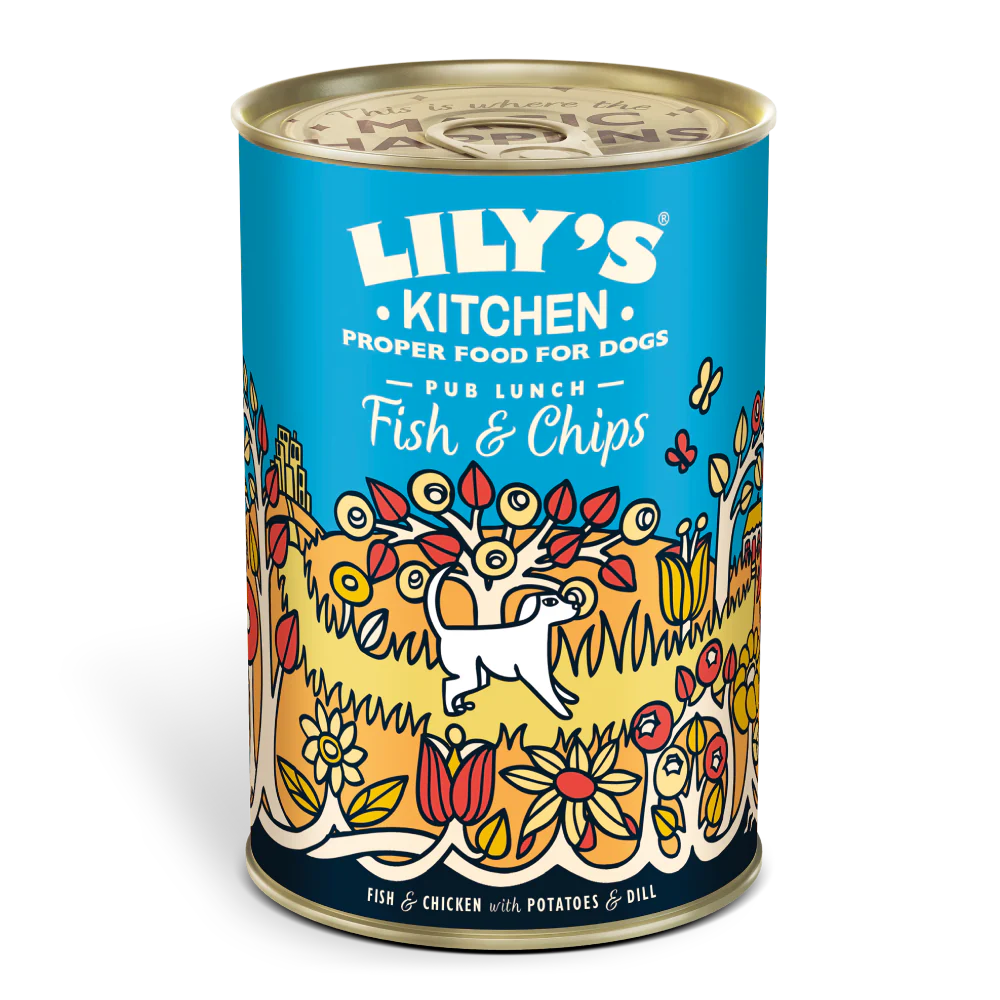 Lilys Kitchen Dog Tin Fish & Chips 400g product image