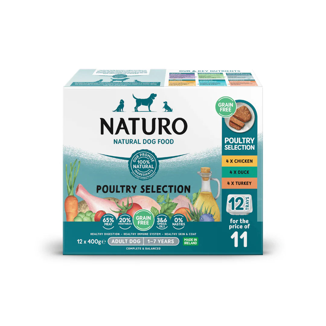 Naturo Adult Dog Grain Free 400g x 12 Pack Variety Trays product image