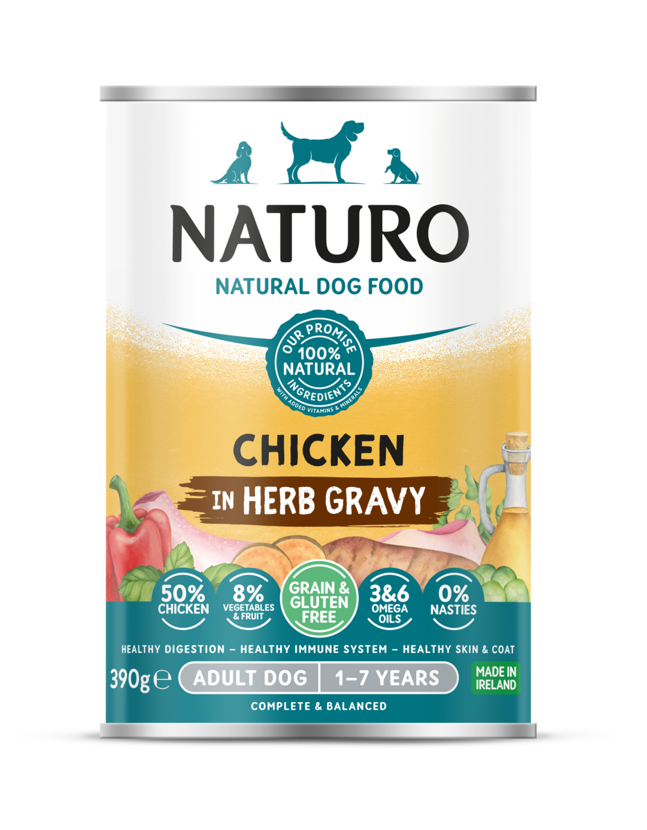 Naturo Adult Dog Grain & Gluten Free Chicken in a Herb Gravy 390g Can product image