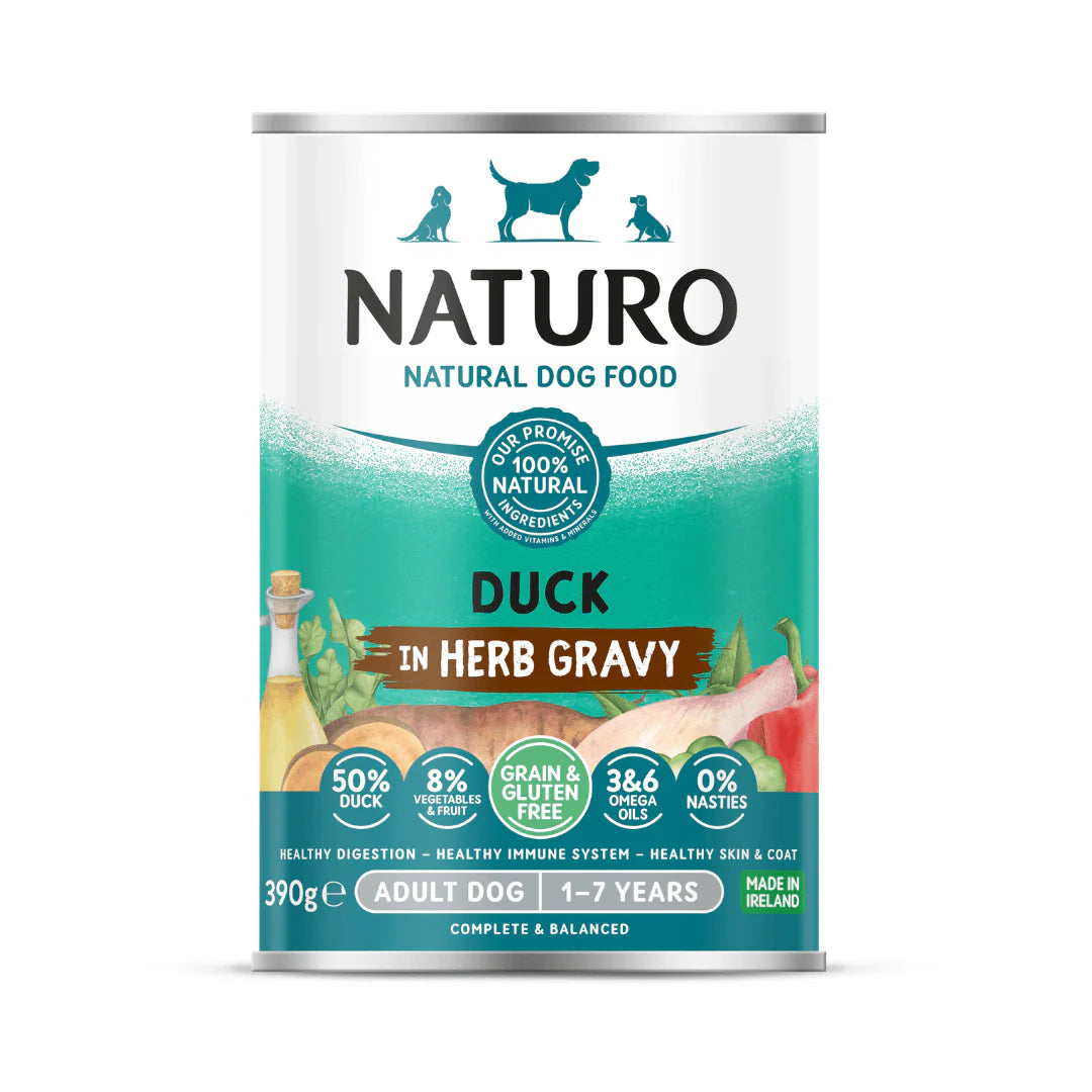 Naturo Adult Dog Grain & Gluten Free Duck in a Herb Gravy 390g Can product image