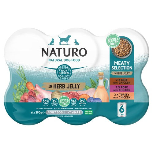 Naturo Adult Grain & Gluten Free Variety in Herb Jelly Tins 6 x 390g product image