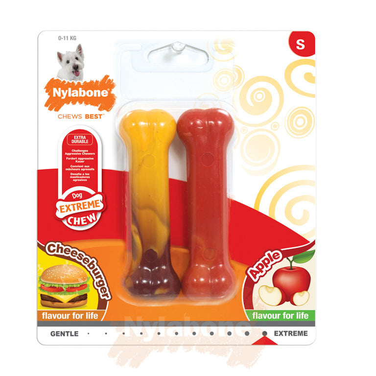 Nylabone Beef with Cheese / Apple Extreme Bone Twin Pack - Small product image