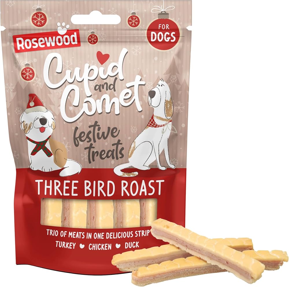 Rosewood Cupid & Comet Three Bird Roast Meaty Strips for Dogs 100g product image