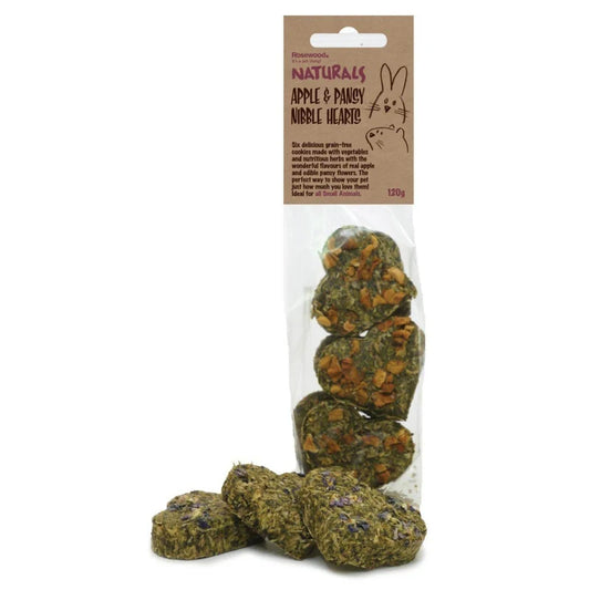 Rosewood Naturals Treats Apple & Pansy Nibble Hearts 120g product image