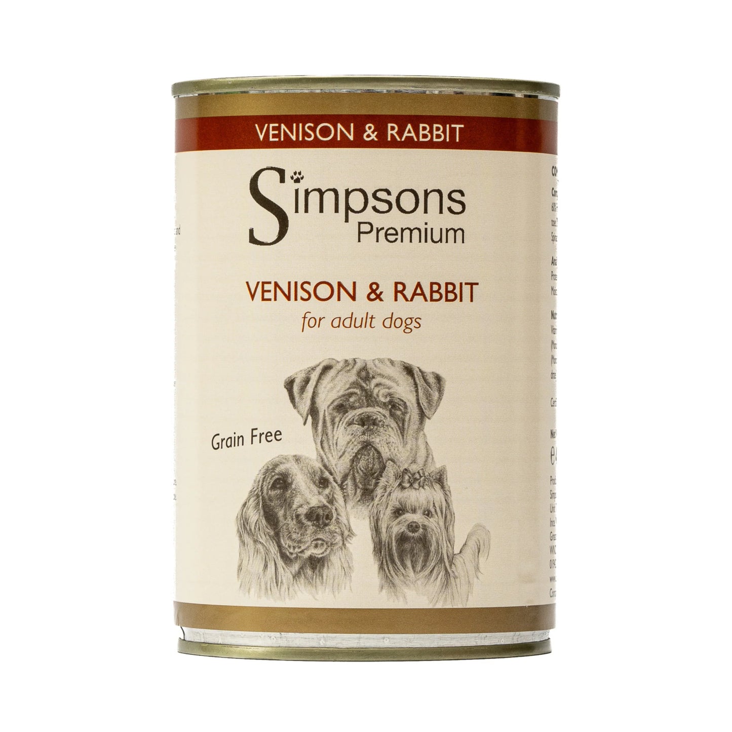 Simpsons Premium Venison & Rabbit Grain Free Dog Can 400g product image