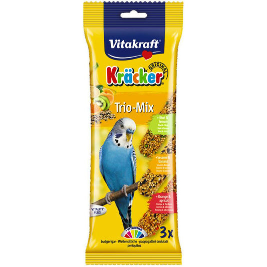 Vitakraft Kracker Trio Budgie - Orange & Apricot - Kiwi & Lemon - Sesame Banana 90g product image