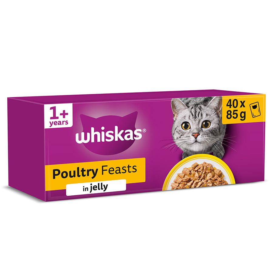 Whiskas Pouches 1+ Poultry Feasts Jelly 85g 40pk product image