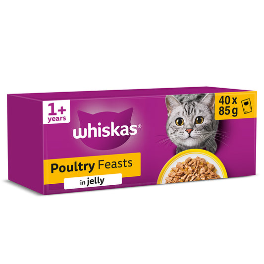 Whiskas Pouches 1+ Poultry Feasts Jelly 85g 40pk product image