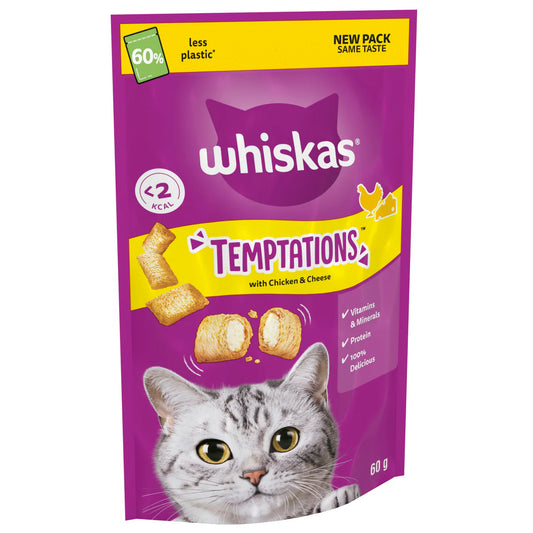 Whiskas Temptations Cat Treats Chicken & Cheese 60g product image