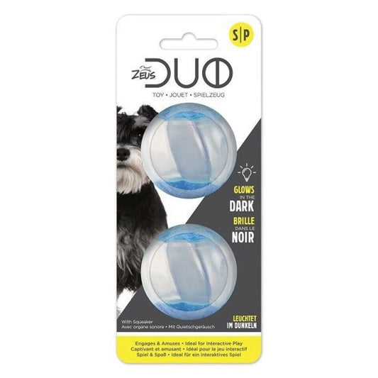 Zeus DUO Ball Toy with Glow in the Dark & Squeaker – Small 5cm – 2 Pack product image