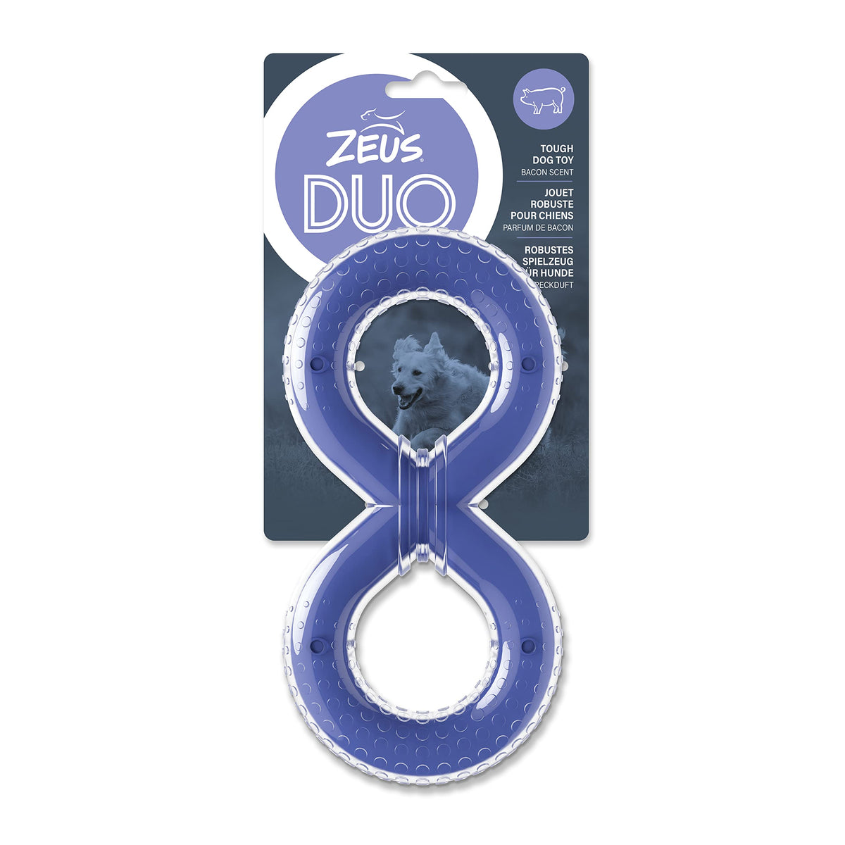 Zeus DUO Figure-8 Tug – Bacon Scent – Purple – 20cm product image
